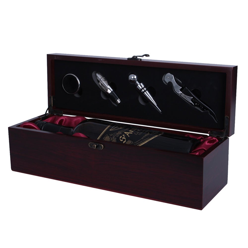 Wine Gift Box - Single “Rosewood” With Accessories