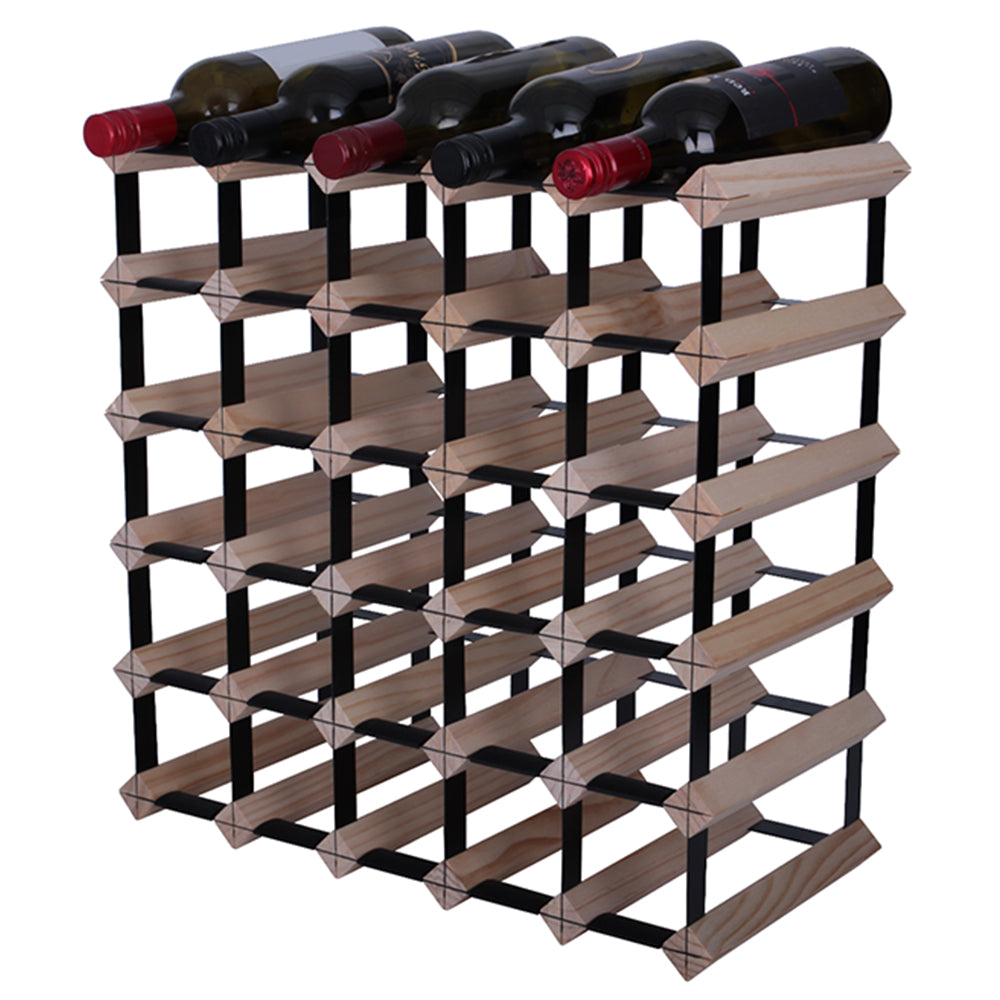 30 Bottle Timber Wine Rack - 5 x 5 Pockets
