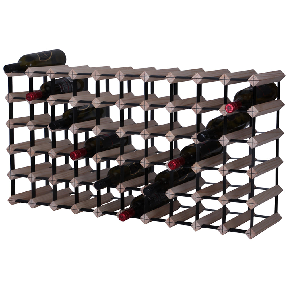 55/60 Bottle Timber Wine Rack - 10 x 5 Pockets